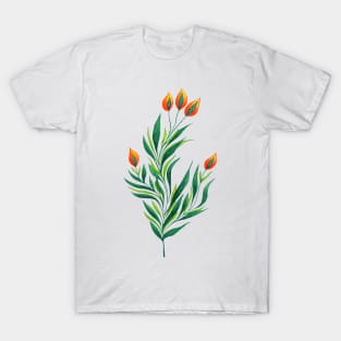 Spring Green Plant With Orange Buds T-Shirt